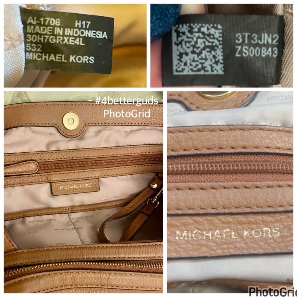 Michael Kors Large Pebbled Leather Satchel Luggage Brown Shoulder Hobo Handbag - Picture 6 of 16